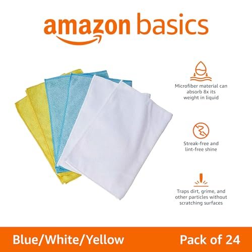 Microfiber Cleaning Cloths, Ultra Absorbent, Lint Free, Streak Free, Non-Abrasive, Reusable Washable