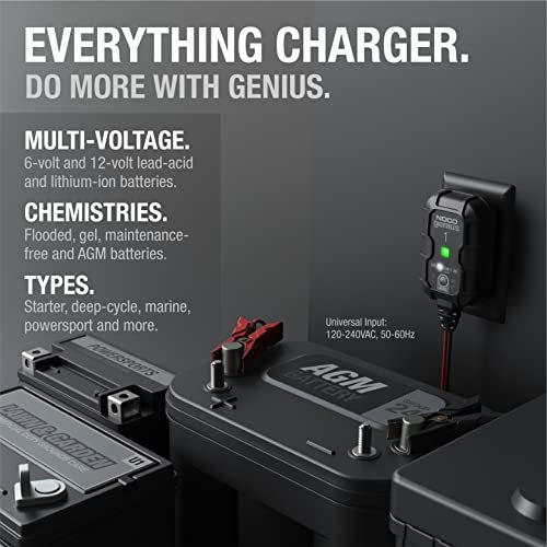 GENIUS1: 1A 6V/12V Smart Battery Charger – Automatic Maintainer, Trickle Charger