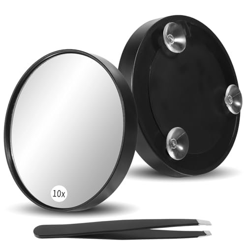 10X Magnifying Mirror with 3 Suction Cups, 4.5 Inches...