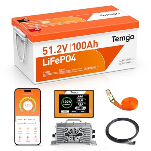 TEMGO 48V (51.2V) 100Ah LiFePO4 Lithium Golf Cart Battery,...