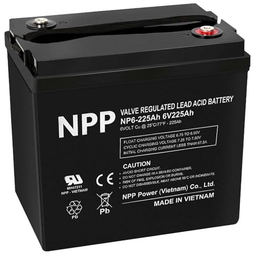 NP6-225Ah AGM Rechargeable Battery with T16 (M8) Terminal,...