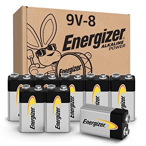Energizer Alkaline Power 9 Volt Batteries (8 Pack),...