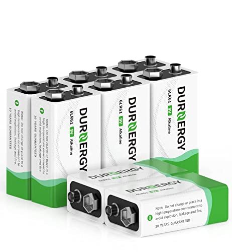 DURNERGY 9V Batteries, 9 Volt Batteries 8 Pack,10-Year...