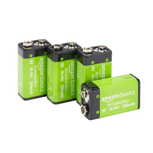 Amazon Basics Rechargeable 9 Volt Batteries, 4-Pack, NiMH,...