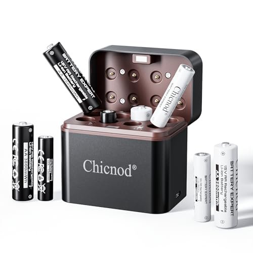 Rechargeable AA AAA Batteries Lithium with Charger, 8 Pack...