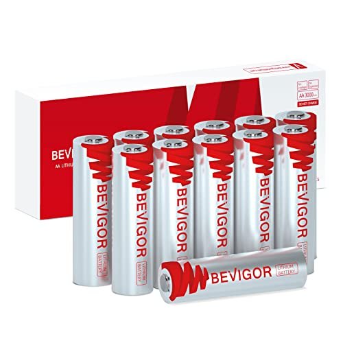 BEVIGOR Lithium Batteries AA 12Pack, 3000mAh 1.5V Double A...