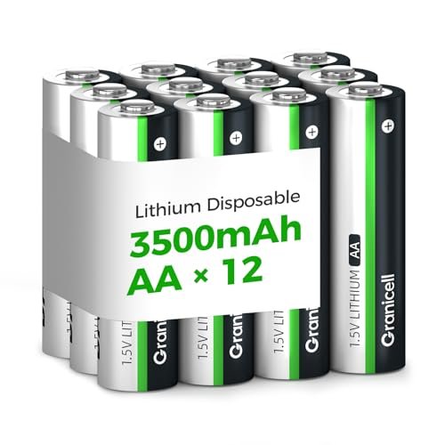 Granicell 12-Pack 3500mAh Lithium AA Batteries | 1.5V for...