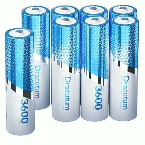 Dracutum 1.5V Rechargeable AA Lithium Batteries 8 Pack,...