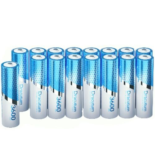 Dracutum 3600mWh Rechargeable Lithium AA Batteries, 16 Pack...