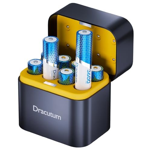 Dracutum Rechargeable AA Batteries Lithium 8 Pack with...