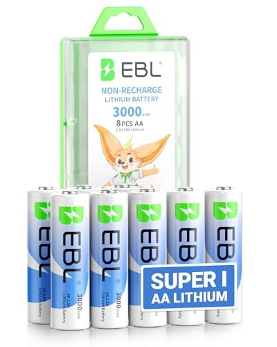 EBL 8 Pack 3000mAh 1.5V Lithium AA Batteries - High...