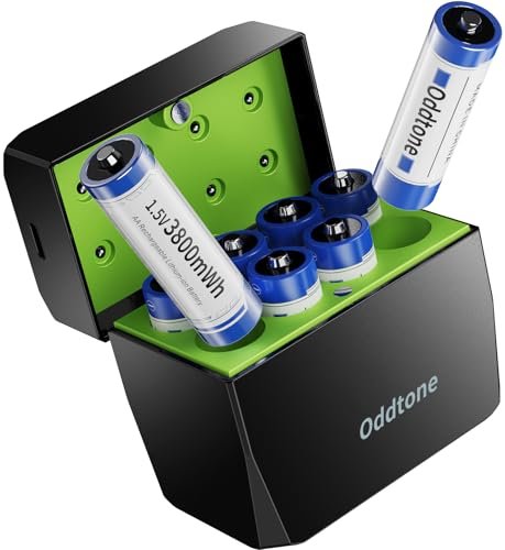 Oddtone Rechargeable AA Batteries Lithium with Charger 8...