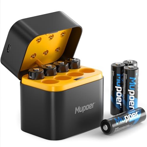 Rechargeable AA Batteries Lithium with Charger,8 Pack 1.5V...