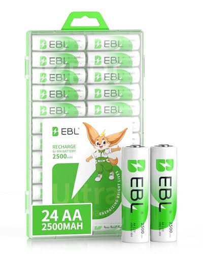 EBL AA Rechargeable Batteries 1.2V 2500mAh High Performance...