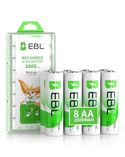 EBL Pack of 8 AA Batteries 2800mAh High Capacity...