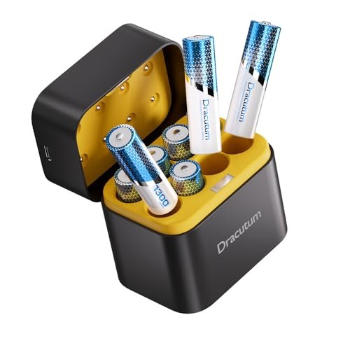 Dracutum AAA Rechargeable Batteries Lithium 8 Pack with...
