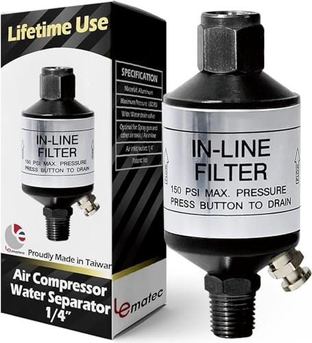 LE LEMATEC Air Compressor Water Separator, 1/4 NPT Inline...