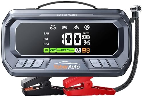 YaberAuto 10-in-1 Jump Starter with Air Compressor 7000A...
