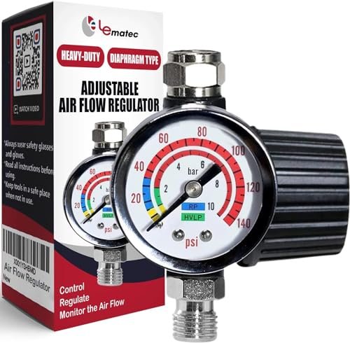 LE LEMATEC Spray Gun Regulator Valve with Gauge, 1/4 NPT...