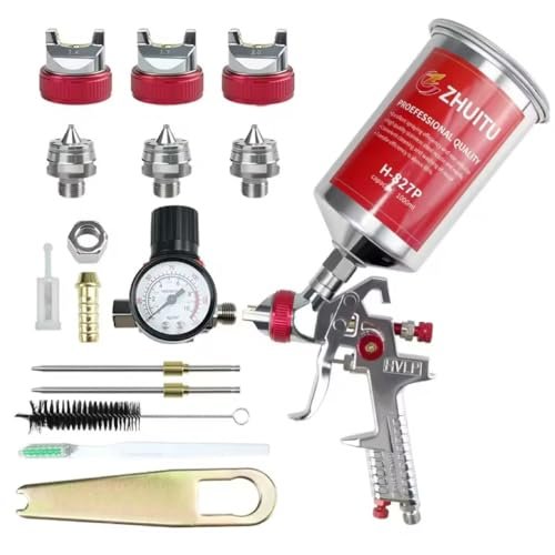 HVLP Air Spray Gun with 1.4/1.7/2mm Nozzles Air Compressor...