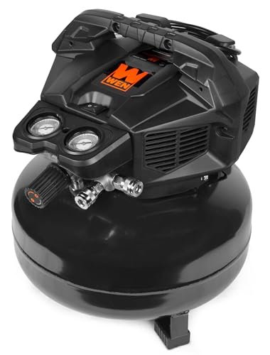 WEN Air Compressor, 6-Gallon, Oil-Free, Pancake Style...