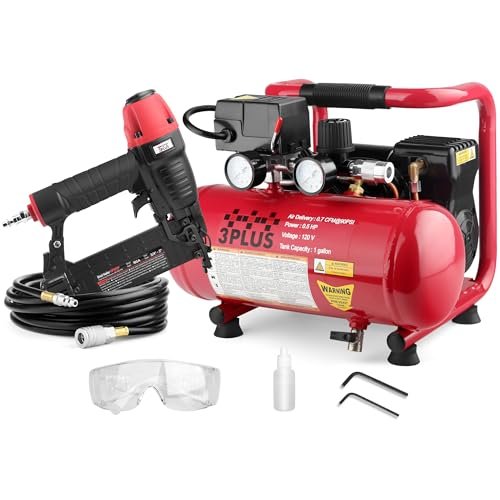 3PLUS HCB050401 18-Gauge Brad Nailer and Quiet Air...