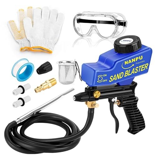 NANPU Light-Duty Air Sandblaster Gun Kit with Siphon &...