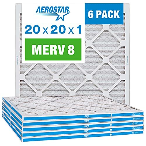 Aerostar 20x20x1 MERV 8 - 6 Count - High Efficiency...