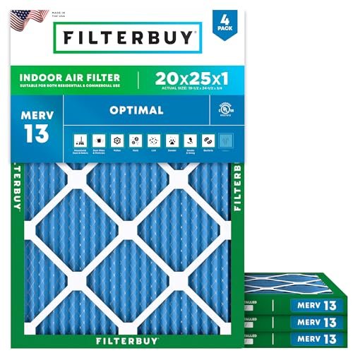 Filterbuy 20x25x1 Air Filter MERV 13 Optimal Defense...