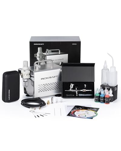 InoKraft Airbrush Kit with Air Compressor- 1/6 HP Quiet...