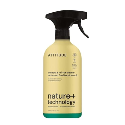 ATTITUDE Window & Mirror Cleaner Spray, Plant-Based...