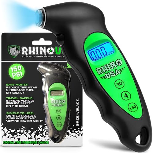 Rhino USA Digital Tire Pressure Gauge 150 PSI, 4 Ranges,...