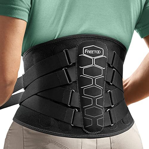 FREETOO Back Brace for Lower Back Pain Relief with Pulley...