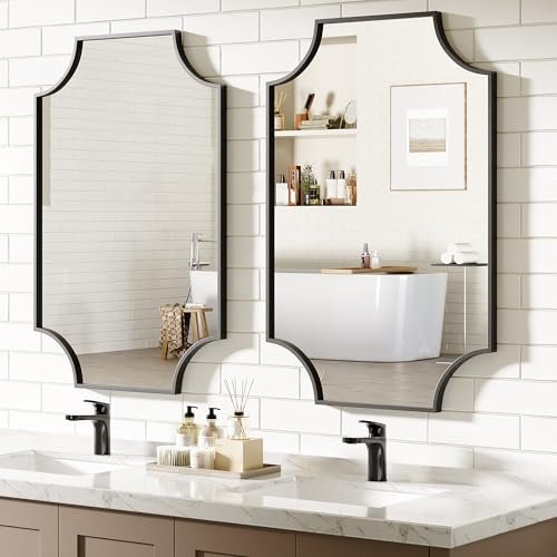 Pocetry 2-Pack Matte Black Mirrors for Bathroom Sink,...