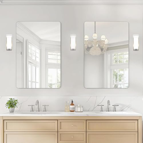 USHOWER 2-Pack Frameless Bathroom Mirror 20X30 Inch,...
