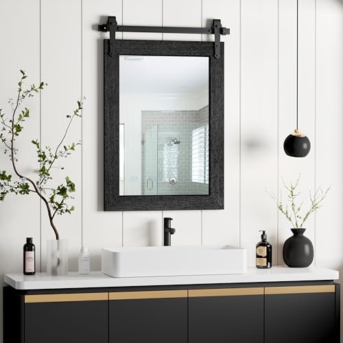 Farmhouse Bathroom Mirror for Over Sink 22”x32” Black,...
