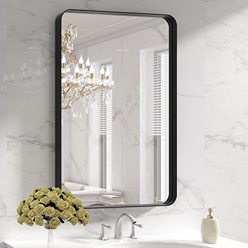LOAAO Black Metal Framed Bathroom Mirror for Wall, 24X36...