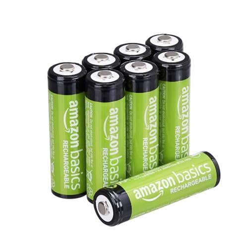 Amazon Basics 8-Pack Rechargeable AA NiMH Batteries, 2000...