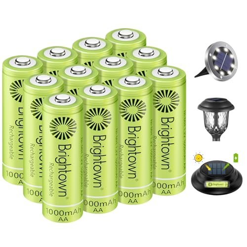 Brightown 12-Pack Rechargeable AA Batteries - 1000mAh 1.2V...