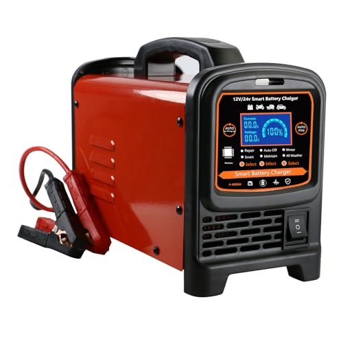 12V 24 Volt Car Battery Charger Heavy Duty, 0-15A Smart...