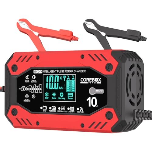 Battery Charger 10-Amp 12V/24V Smart Trickle Charger for...