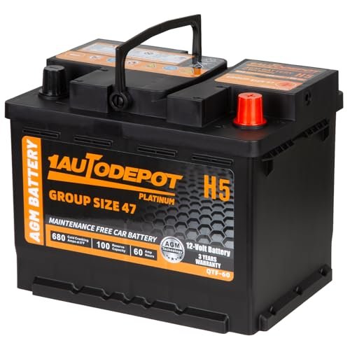 1AUTODEPOT BCI Group 47 Car Battery, 12V 60Ah Size H5...