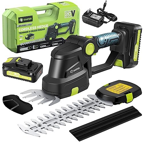 Saker Cordless Hedge Trimmer-20V Electric Shrub Trimmer...