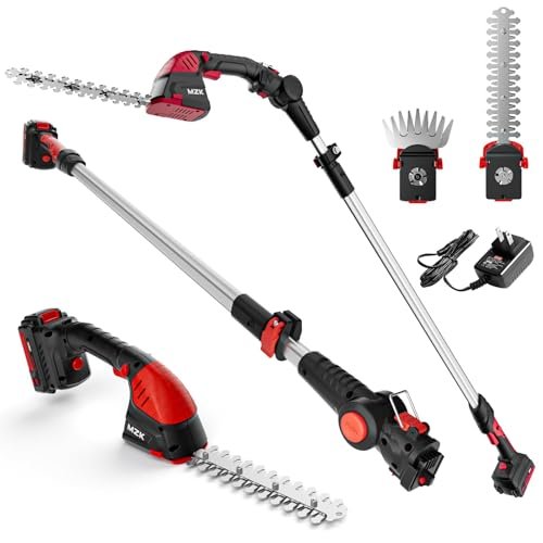 MZK 2-in-1 20V Pole Mini Hedge Trimmer & Grass Shear,...