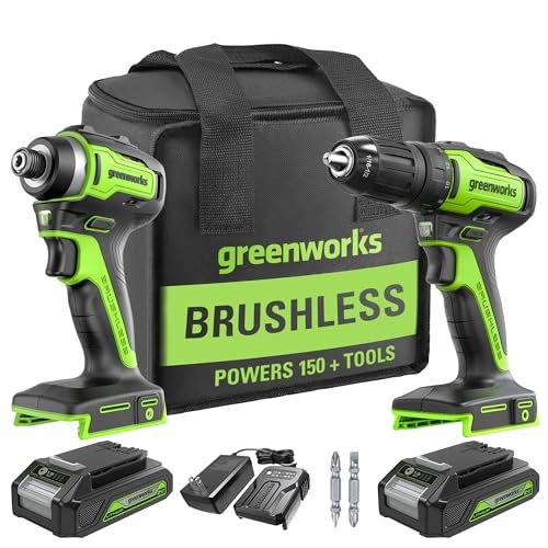Greenworks 24V Brushless Cordless Drill and Impact...