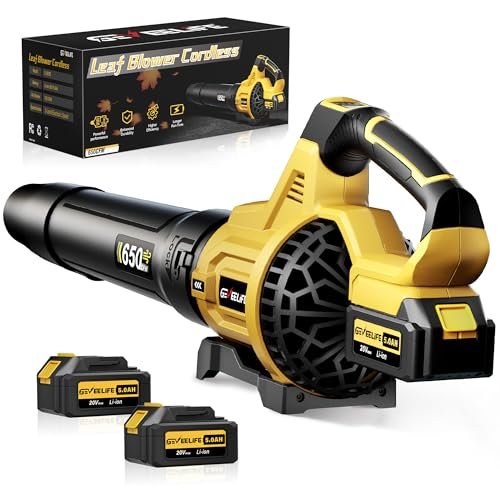 GEVEELIFE Leaf Blower Cordless, 650CFM & 3 Speed Levels,...