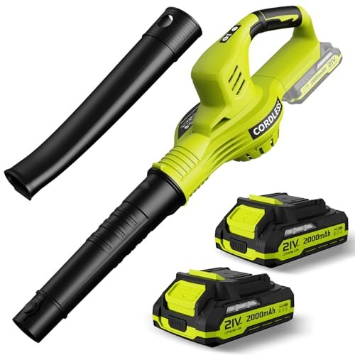 Leaf Blower Cordless - 21V Powerful Electric Leaf Blower...