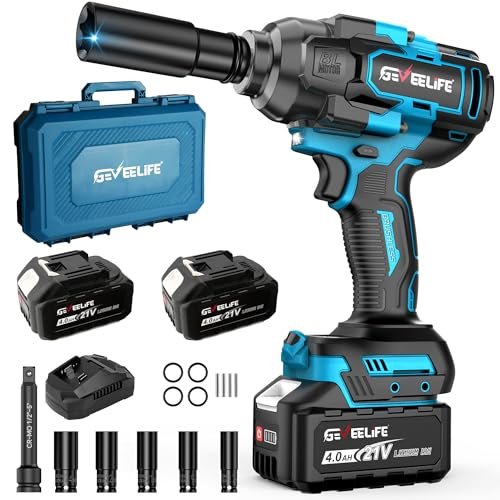 GEVEELIFE 1200N.m (900Ft-lbs) Brushless Impact Wrench, 1/2