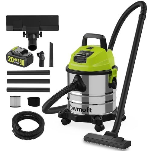 YOWMOFT 4 Gallon Cordless Shop Vac, Cordless Shop Vacuum...