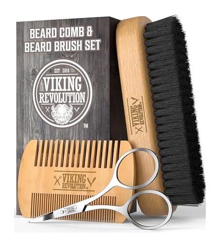 Viking Revolution Beard Comb & Beard Brush Set for Men...